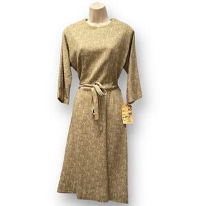 1960s Stacy Ames Gold Wool Metallic Knit Dress Lurex Lamé Belt Union Vintage M